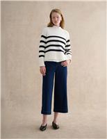 Pure Cotton Striped Crew Neck Jumper