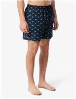 Lacoste Mid Length Crocodile Print Swim Trunks Navy Mix