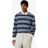 Lacoste Pure Cotton Pique Striped Rugby Shirt Navy Mix