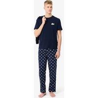 Lacoste Cotton Rich Crocodile Print Pyjama Set Navy