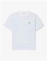 Lacoste Cotton Rich Striped Crew Neck T-Shirt White Mix