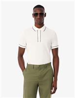 Lacoste Cotton Rich Pique Tipped Polo Shirt White