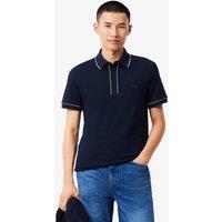 Lacoste Cotton Rich Pique Tipped Polo Shirt Navy