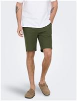 ONLY & SONS Slim Fit Cotton Rich Lightweight Shorts Khaki