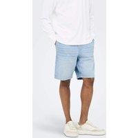 ONLY & SONS Denim Drawstring Shorts Light Blue