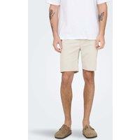 ONLY & SONS Slim Fit Cotton Rich Lightweight Shorts Stone