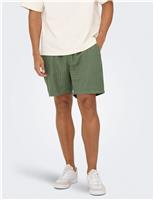 ONLY & SONS Latham Regular Fit Shorts with Linen Khaki