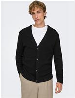 Pure Cotton Waffle Textured Cardigan