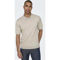 ONLY & SONS Zip-Up Polo Shirt Grey