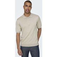 ONLY & SONS Zip-Up Polo Shirt Grey