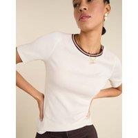 BAUKJEN Pure Cotton Ribbed T-Shirt Light Cream