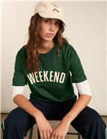 Pure Cotton Weekend Slogan T-Shirt