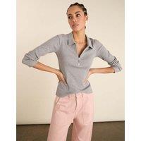 BAUKJEN Pure Cotton Collared Half-Zip Top Grey Marl