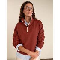 BAUKJEN Cotton Rich Half Zip Relaxed Sweatshirt Dark Red