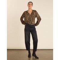 BAUKJEN Animal Print Relaxed Blouse Brown Mix