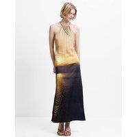 French Connection Satin Printed Halter Neck Midaxi Column Dress Multi