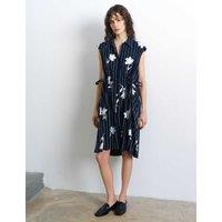 French Connection Pure Cotton Floral Knee Length Shirt Dress Blue Mix