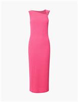 French Connection Textured Ring Detail Midi Column Dress Pink