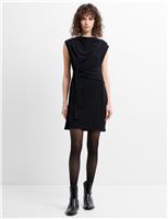 Jersey Cowl Neck Belted Mini Shift Dress
