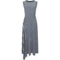 French Connection Jersey Striped Midi Skater Dress Blue Mix