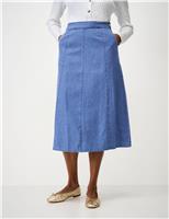 Denim Midi A-Line Skirt
