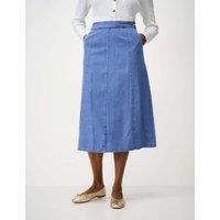 Crew Clothing Denim Midi A-Line Skirt Air Force Blue