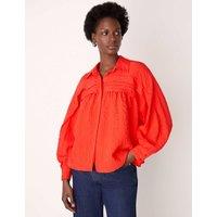 Whistles Textured Collared Frill Detail Blouse Red