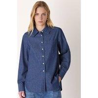 Whistles Pure Cotton Collared Shirt Denim