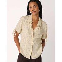 Whistles Polka Dot Collared Tie Sleeve Shirt Ivory Mix