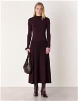 Funnel Neck Pleated Midaxi Jumper Dress