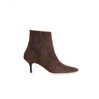 Whistles Leather Kitten Heel Pointed Ankle Boots Chocolate