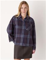 Whistles Pure Cotton Checked Collared Shirt Blue Mix