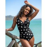 Pour Moi Free Spirit Twist Front Ruched Tummy Control Swimsuit Black Mix