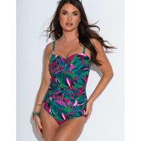 Pour Moi Santa Monica Tummy Control Bandeau Swimsuit Black Mix