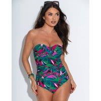 Pour Moi Santa Monica Strapless Tummy Control Swimsuit Black Mix