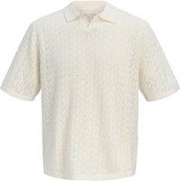 JACK & JONES Cotton Blend Textured Polo Shirt Cream