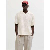 JACK & JONES Cotton Blend Textured Polo Shirt Cream