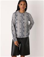 Pure Wool Animal Print Crew Neck Jumper