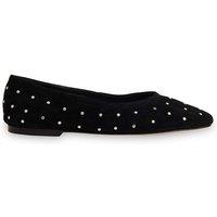Whistles Suede Studded Flat Ballet Pumps Black Mix