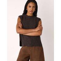 Whistles Pure Wool Textured Knitted Vest Brown