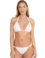 Naia Beach Maia Textured High Leg Bikini Bottoms White