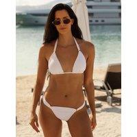Naia Beach Maia Textured High Leg Bikini Bottoms White