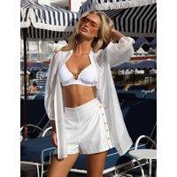 Naia Beach Martinique Cotton Rich High Waisted Shorts White