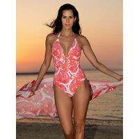 Naia Beach Goldie Tummy Control Padded Halterneck Swimsuit Pink Mix