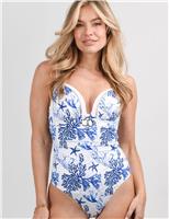 Naia Beach Riviera Tummy Control Printed Padded Swimsuit White Mix