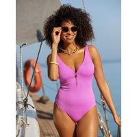 Naia Beach Malibu Tummy Control Zip Detail Padded Swimsuit Purple