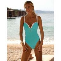 Naia Beach Riviera Tummy Control Ruched Padded Swimsuit Aqua
