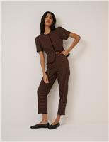 Nobody's Child Cotton Rich Gingham Tapered Cropped Trousers Brown