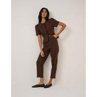 Nobody's Child Cotton Rich Gingham Tapered Cropped Trousers Brown