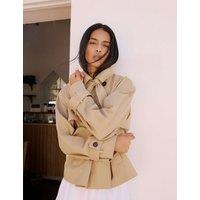 Nobody's Child Pure Cotton Cropped Trench Coat Natural